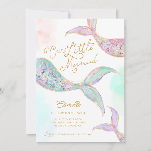 ガールマーメイドザシーセカンド誕生日 招待状 (正面)