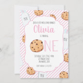 ガールミルクとクッキーピンク最初の誕生日インビタティ 招待状 (正面)