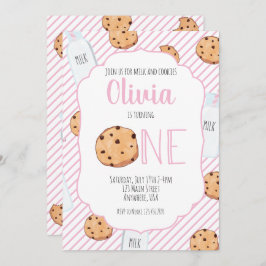 ガールミルクとクッキーピンク最初の誕生日インビタティ 招待状