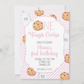 ガールミルクとクッキーピンク最初の誕生日 招待状 (正面)