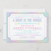 ガールムービーチケット誕生日パーティー 招待状 (正面)