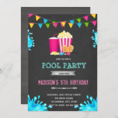 ガールムービープールパーティの招待状 招待状 (正面/裏面)