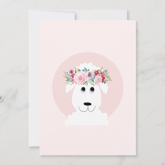 ガールモダンウォーターカラーラム&フラワーベビーシャワー 招待状 (裏面)