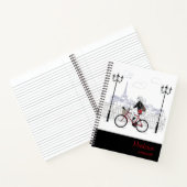 ガールモダンサイクリングパリパーソナライズされたー名 ノートブック (内部)