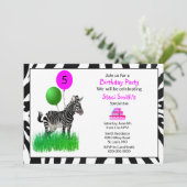ガールモダンズゼブラハッピーバースデー招待状 招待状 (スタンド正面)