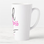 ガールモダンボスおもしろいタイポグラフィピンクブラックハート カフェラテマグ (右)