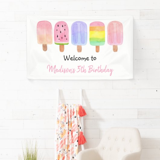 ガールモダンポプシクル誕生日 横断幕 (インサイチュ)