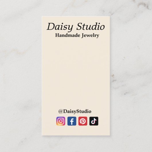 ガールモダンポートレートイヤリングジュエリー表示 名刺 (裏面)