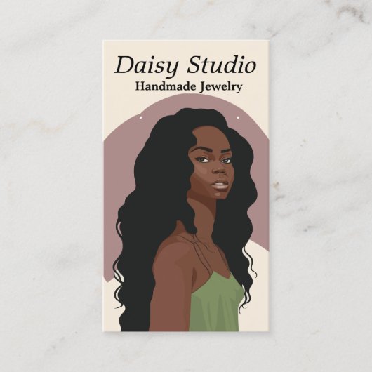 ガールモダンポートレートイヤリングジュエリー表示 名刺 (正面)