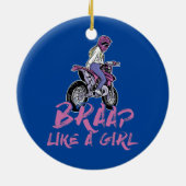 ガールモトクロスダートバイクのようなブラップ セラミックオーナメント (裏面)