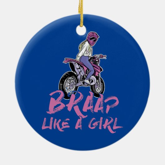 ガールモトクロスダートバイクのようなブラップ セラミックオーナメント (裏面)