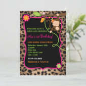 ガールモンキーサファリシックジャングルヒョウ招待状 招待状 (スタンド正面)