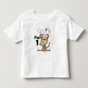 ガールモンキーパーティーハット1st誕生日 トドラーTシャツ