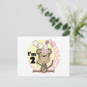 ガールモンキーパーティーハット2nd誕生日 インビテーションポストカード (スタンド正面)