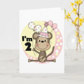 ガールモンキーパーティーハット2nd誕生日 カード (黄色い花)