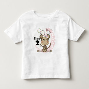ガールモンキーパーティーハット2nd誕生日 トドラーTシャツ
