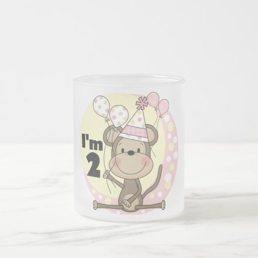 ガールモンキーパーティーハット2nd誕生日 フロストグラスマグカップ (中央)