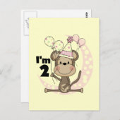 ガールモンキーパーティーハット2nd誕生日 ポストカード (正面/裏面)