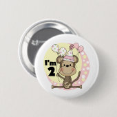 ガールモンキーパーティーハット2nd誕生日 缶バッジ (正面&裏面)