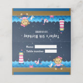 ガールモンキーピンク航海のネイビー誕生日シート プレイスカード (外部開封)