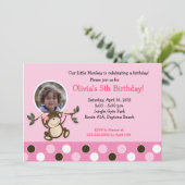ガールモンキーフォト誕生日テンプレート招待状 招待状 (スタンド正面)