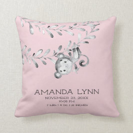 ガールモンキーベビー誕生統計ピロー クッション