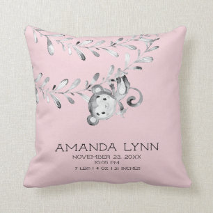 ガールモンキーベビー誕生統計ピロー クッション