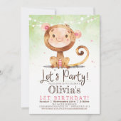 ガールモンキー誕生日パーティーの招待 招待状 (正面)