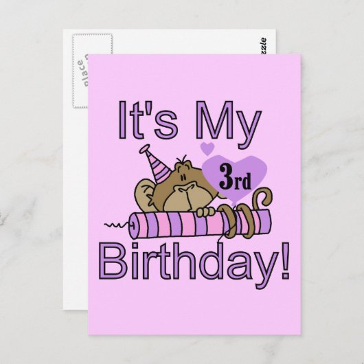 ガールモンキー3rd誕生日Tシャツとギフト ポストカード (正面/裏面)