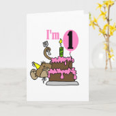 ガールモンキーIはワン誕生日Tシャツ カード (黄色い花)