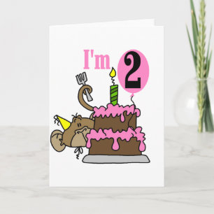 ガールモンキーI'm 2誕生日Tシャツ カード