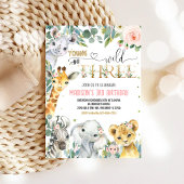 ガールヤングワイルドと3番目の動物誕生日 招待状