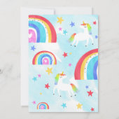 ガールユニコーンアンドレインボー誕生日招待状 招待状 (裏面)