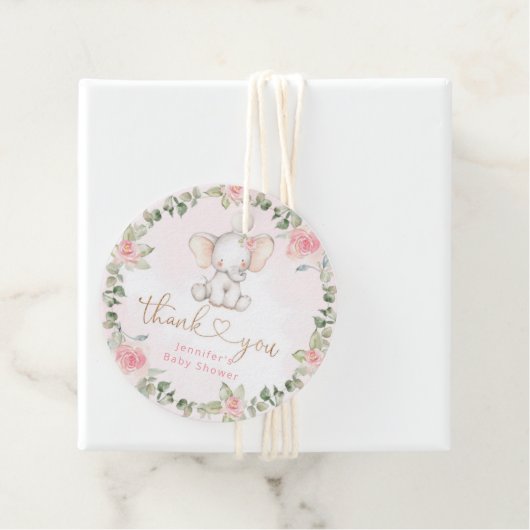 ガールユーカリのピンクの象の赤ちゃんシャワー フェイバータグ (インサイチュ)