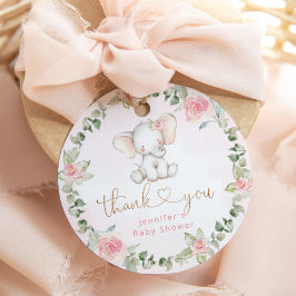 ガールユーカリのピンクの象の赤ちゃんシャワー フェイバータグ