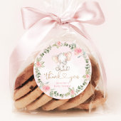 ガールユーカリのピンクの象の赤ちゃんシャワー ラウンドシール