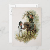 ガールライドシェトランドポニーヴィンテージ ポストカード (正面/裏面)