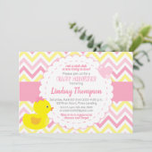 ガールラバーダッキー（アヒルちゃん）ベビーシャワー招待状 招待状 (スタンド正面)