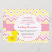 ガールラバーダッキー（アヒルちゃん）ベビーシャワー招待状 招待状 (正面/裏面)