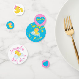 ガールラバーダックパーソナライズされたベビーシャワー紙吹雪 コンフェッティ