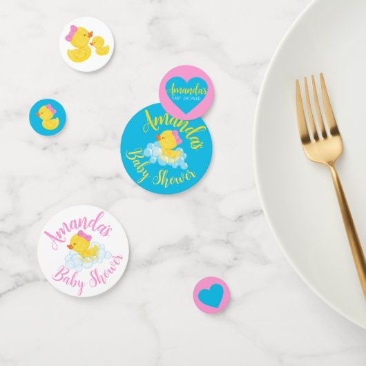 ガールラバーダックパーソナライズされたベビーシャワー紙吹雪 コンフェッティ (グループ)