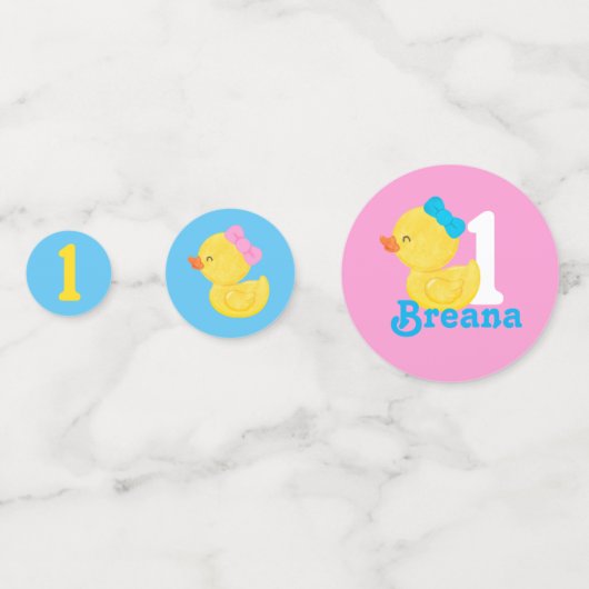 ガールラバーダックパーソナライズされた誕生日紙吹雪 コンフェッティ (裏面)