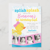 ガールラバーダックフィルムストリップ数々の写真誕生日 招待状 (正面)