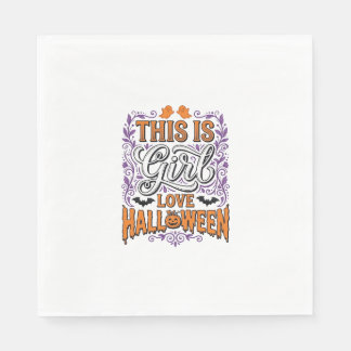 ガールラブハロウィーン ビンテージ かわいい スプーキーTシャツ デザイン スタンダードランチョンナプキン