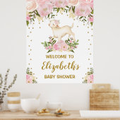 ガールラムシープピンク赤面フローラベビーシャワー ポスター (キッチン)