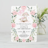 ガールラムベビーシープ赤面フローラ1日目の誕生日 招待状 (スタンド正面)