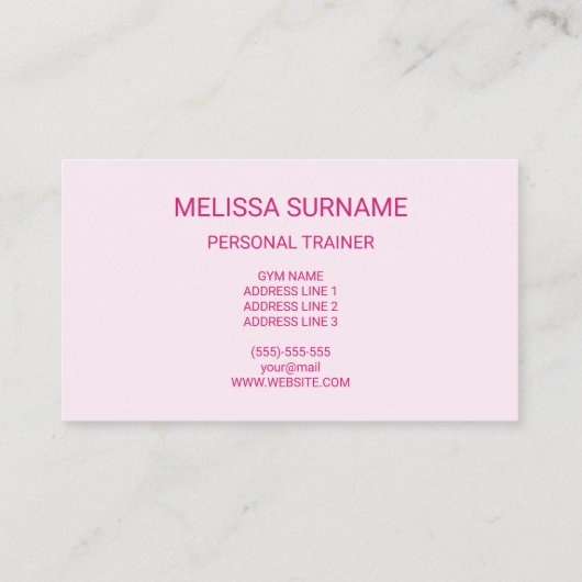 ガールランニングイラストレーションピンクパーソナルトレーナー 名刺 (裏面)