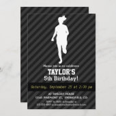 ガールランニングズ;ブラック&ダークグレーストライプズ 招待状 (正面/裏面)