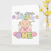 ガールリトルエンジェル1st誕生日Tシャツとギフト カード (黄色い花)