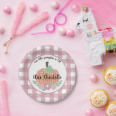 ガールリトルカボキンピンクプレイド1st第1誕生日 ペーパープレート (パーティー)